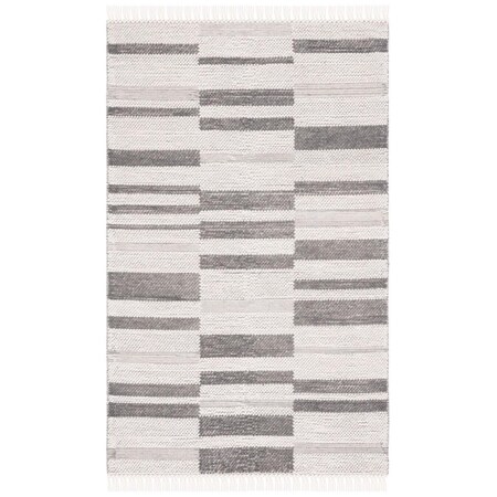 Safavieh 3 x 5 ft. Natural Flat Weave Rectangle Area Rug, Ivory & Dark Grey NAT225H-3